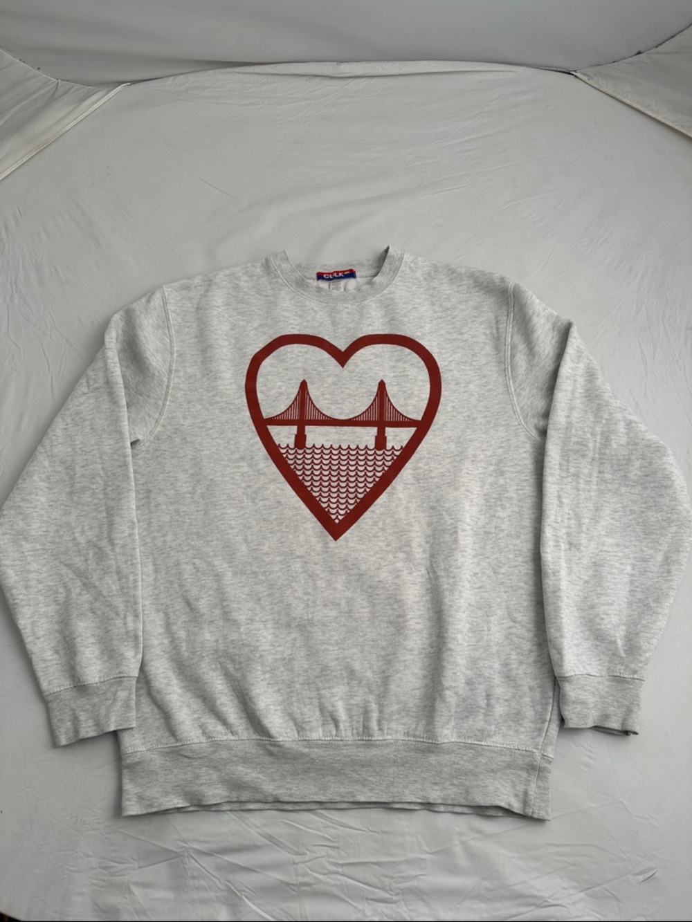 Culk I love San Francisco light heather gray red graphic crew neck sweatshirt